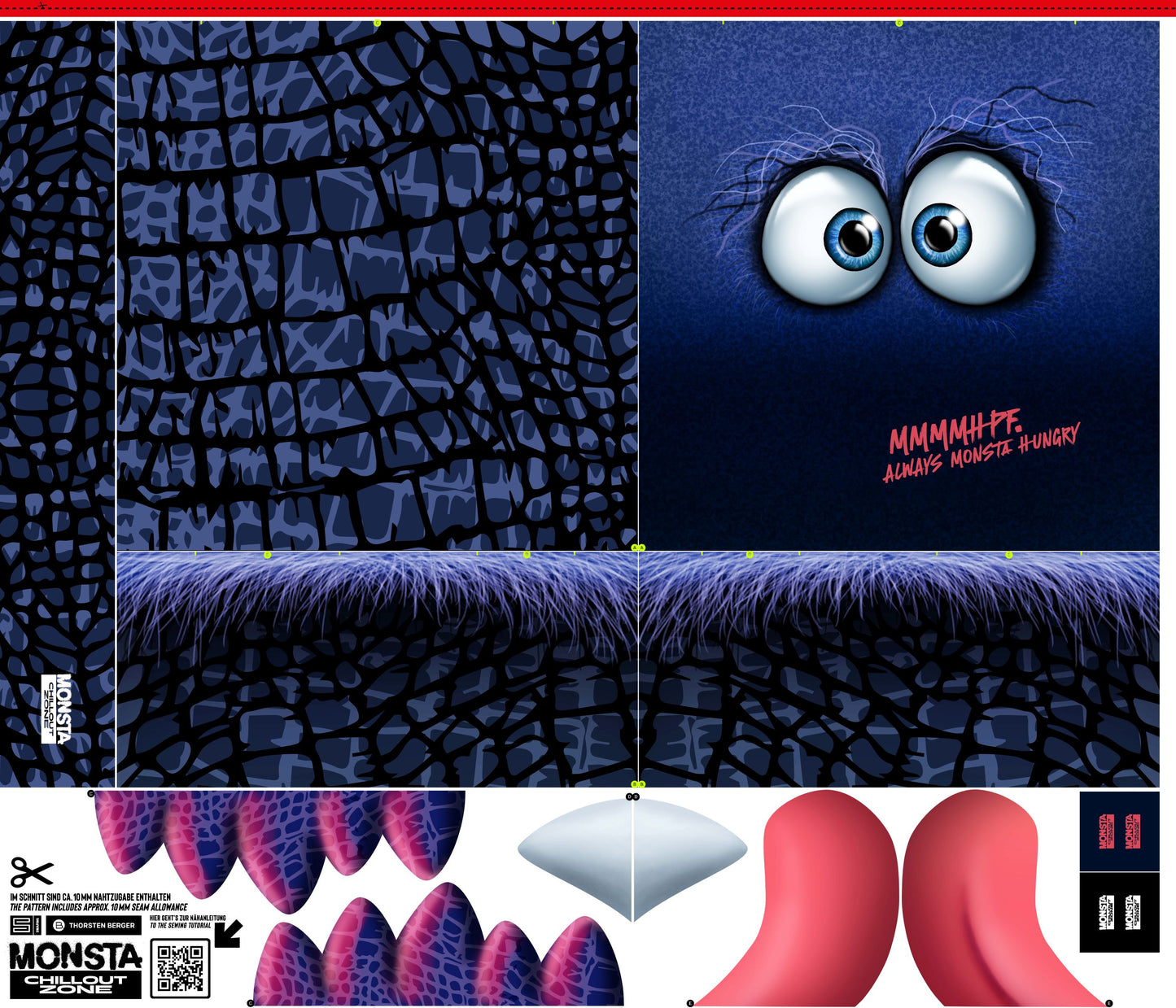 Monsta Pillows by Thorsten Berger, Panel mit Nähanleitung