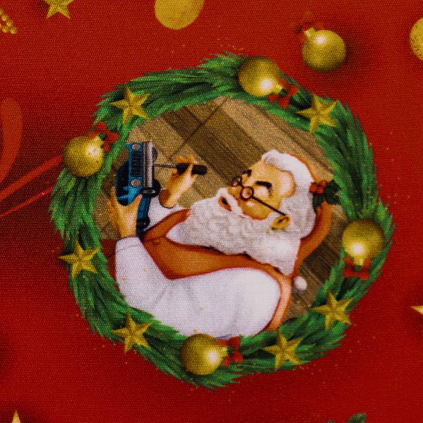 Merry Christmas Baumwollwebware Tannenbäume und Santa