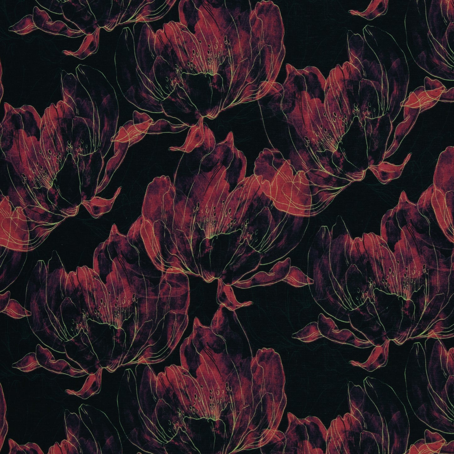 Alpenfleece Isla Blumen auf schwarz