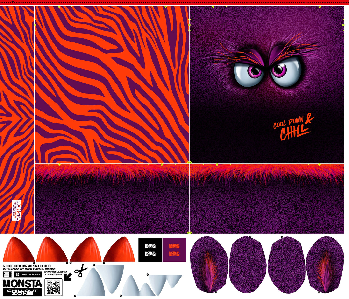 Monsta Pillows by Thorsten Berger, Panel mit Nähanleitung
