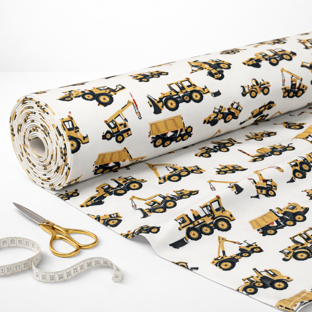 French Terry Druck Baufahrzeuge