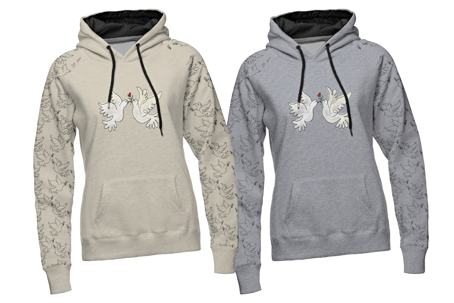 Palomy by Cherry Picking French Terry Friedenstauben in grau und natur Kombistoff